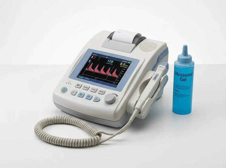 Doppler vascular portátil usado para exames de membros na Cardo Clínica Cardiovascular, em Itabuna
