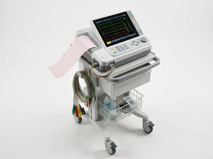 Equipamento de eletrocardiograma (ECG) usado na Cardo Clínica Cardiovascular, em Itabuna